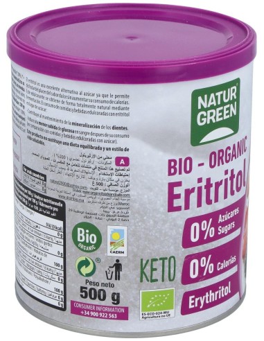 Eritritol Endulzante 500Gr. Bio de Naturgreen