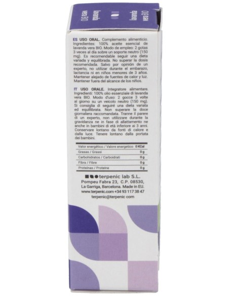 Lavanda Aceite Esencial Alimentario Bio 10Ml. de Terpenic