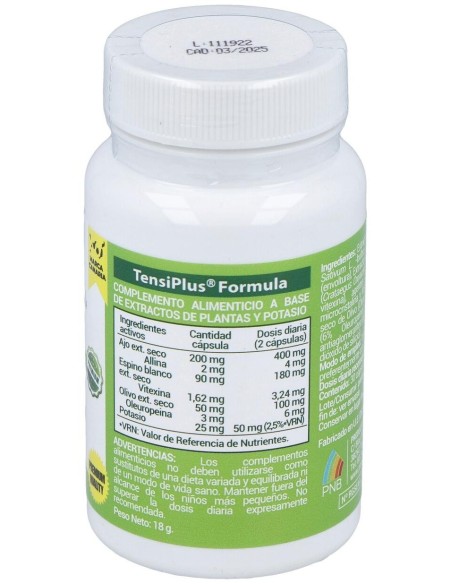 Tensiplus (Ajo+Espino Blanco) 500Mg. 30Cap de Polaris
