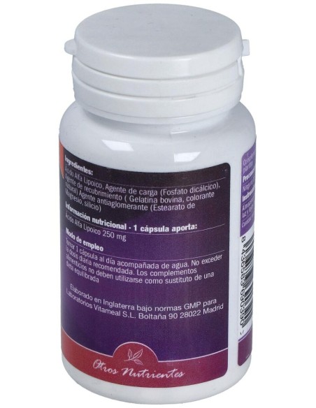 Acido Alfa Lipoico 250Mg. 60Cap. de Naturbite