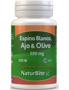 Espino Blanco + Ajo + Olivo, 500mg 100 perlas de NaturBite 2