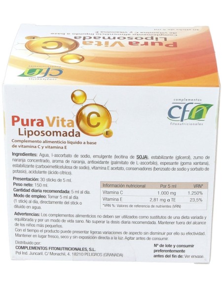 Pura Vitamina c Liposomada 30 Sticks de Cfn
