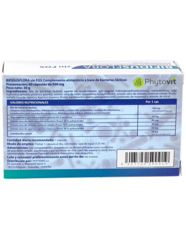 Bifidusflora Sin Fos 60Vcaps. de Phytovit