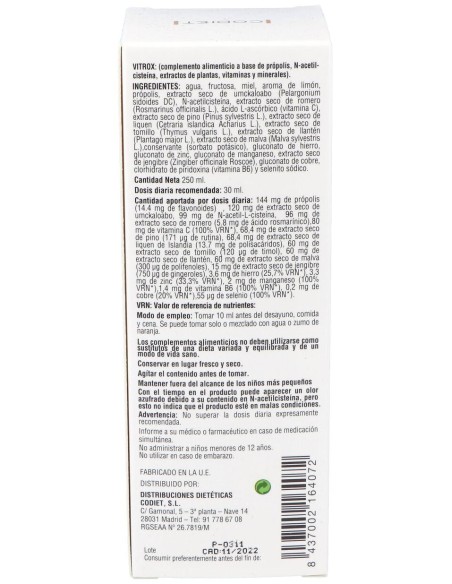 Vitrox 250Ml. de Codiet