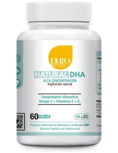 Natural DHA Alta Concentración 60 perlas de Puro Omega 2