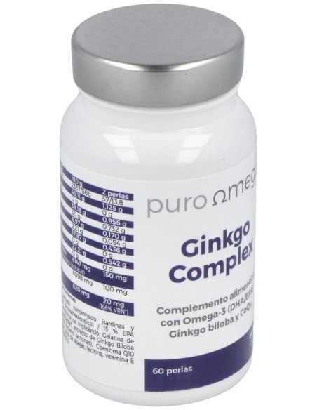 Puro Omega Ginkgo Complex Dha/Epa Q10 60Perlas de Puro Omega