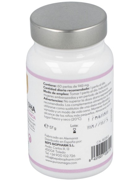 Natural DHA Embarazo y Lactancia 60 perlas de Puro Omega