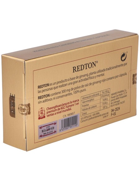 Redton Ginseng Rojo Coreano 50Cap de Abamed Farma