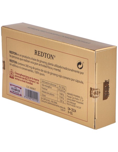 Redton Ginseng Rojo Coreano 50Cap de Abamed Farma