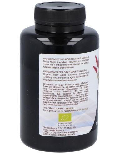 Maca Negra 700Mg. 90Cap. Eco de El Oro De Los Andes