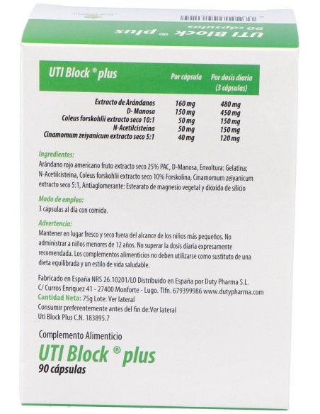 Uti Block Plus 90Cap. de Margan