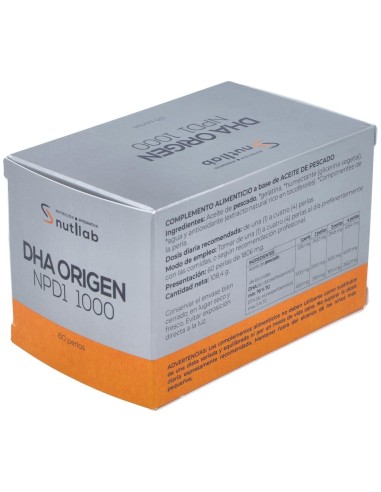 Dha Origen Npd1 1000 Blister 60Perlas. de Nutilab