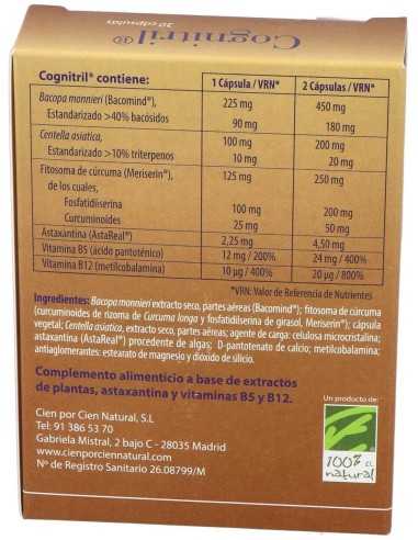 Cognitril 30Cap. de Cien Por Cien Natural
