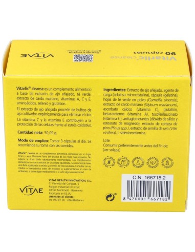 Vitarlic Cleanse 90 cápsulas de Vitae