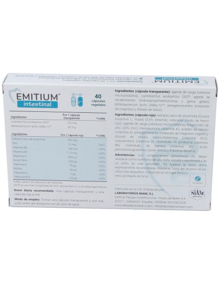 Emitium Intestinal 20+20Cap.Veg. de Niam