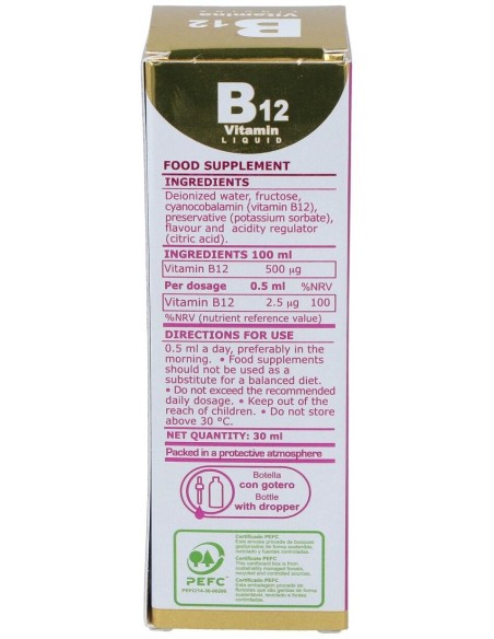 Vitamina B12 Liquida  Botella Con Pipeta - 30 Ml. Marnys