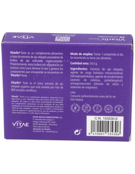 Vitarlic Forte (Kyolic Forte) 1000Mg. 30Comp. de Vitae