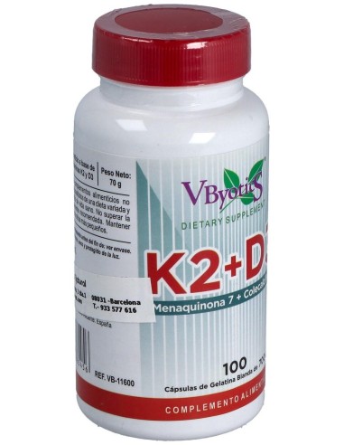Vitamina K2+D3 100Perlas de Vbyotics