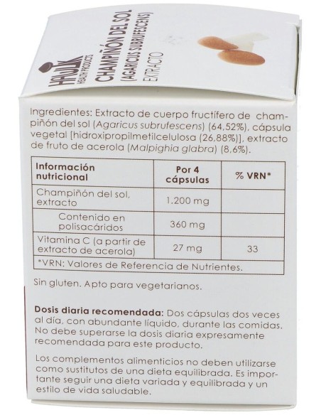 Champiñon Del Sol Extracto Puro 60Vcaps. de Hawlik