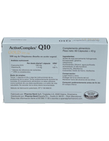 Activecomplex Q10 Gold 100Mg. 60Cap. de Pharma Nord