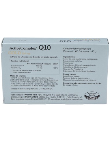 Activecomplex Q10 Gold 100Mg. 60Cap. de Pharma Nord