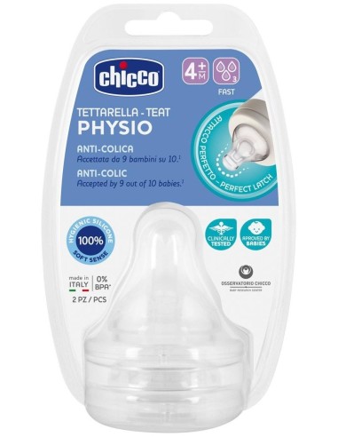 Tetina Physio 4M+ Fl.Medio Sili 2Ud de Chicco