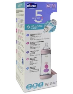 Biberon Perfect5 4 M + 300 Ml Sil Rosa** de Chicco 2