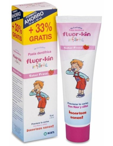 Fluor Kin Pasta Dental Infan Fresa 2-6Años 75+25Ml de Kin