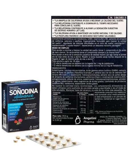 Soñodina Melatonina Bicapa 60Comp de Natura Essenziale