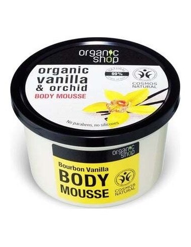 Mousse Corporal Hidratante Vainilla-Orquidea 250Ml de Organic Shop