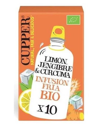 Limon-Jengibre-Curcuma Infusion Fria 10Bolsita Bio de Cupper