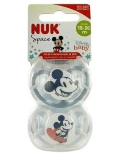 Chupete Space Mickey Gris 18-36 Silicona 2Ud. de Nuk 2