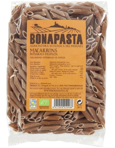 Macarrones De Espelta Blancos 500 gramos Eco de Bonapasta