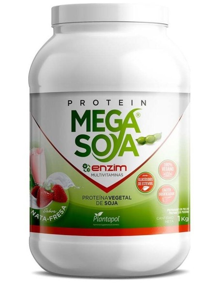 Protein Mega Soya Proteina De Soja Nata-Fresa1Kg. de Plantapol