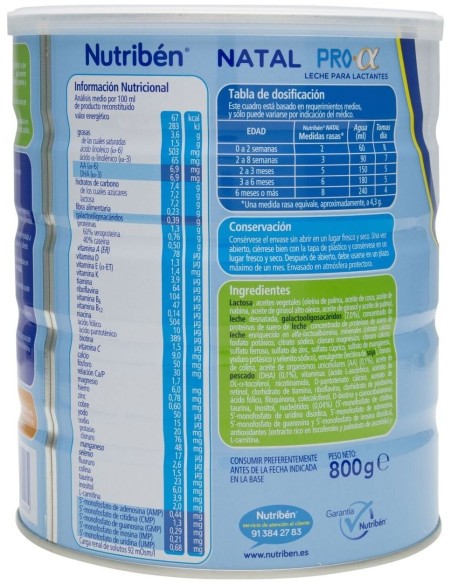 Nutriben Natal 1 Pro Alpha 800Gr. de Nutriben