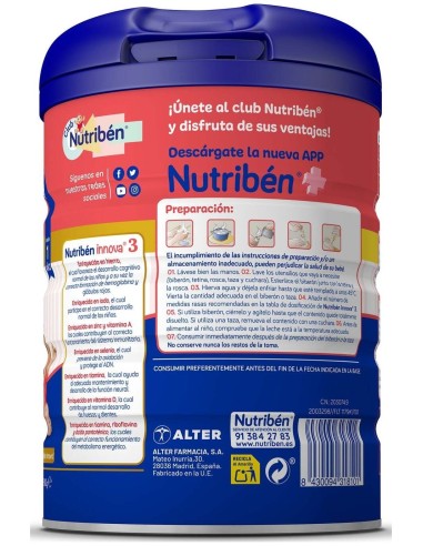 Nutriben Leche Innova 3 Sc 800Gr. de Nutriben