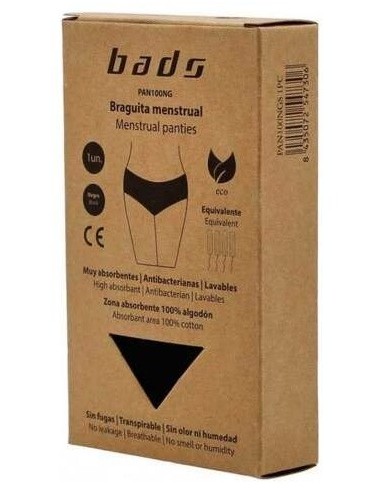 Braguita Menstrual Negra Sin Costura Talla 2Xl. de Bads