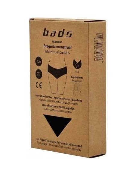 Braguita Menstrual Negra Con Costura Talla 2Xl. de Bads