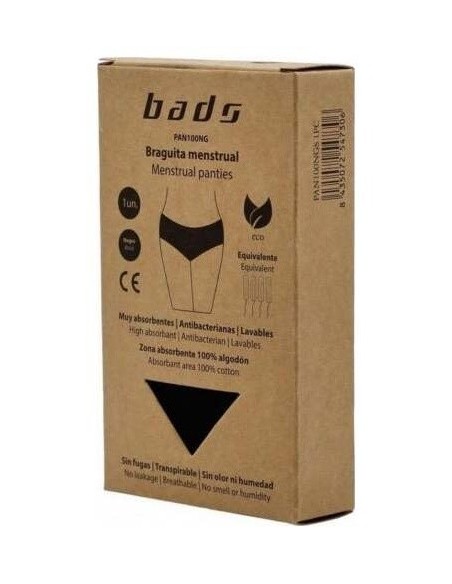 Braguita Menstrual Negra Sin Costura Talla Xl. de Bads