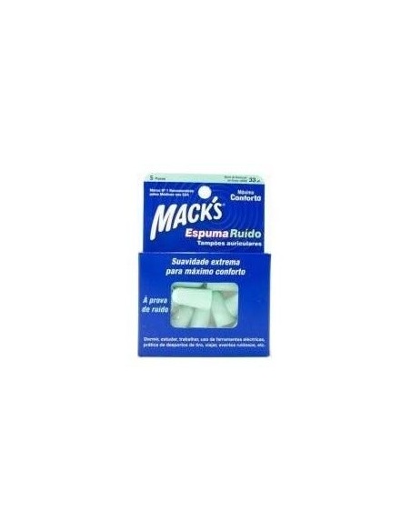 Tapon Oido Macks Espuma Ruido 10 Unidades de Mack´S