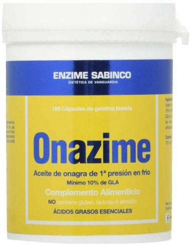 Onazime Aceite Onagra 500Mg. 1 Pr.180Perlas de Enzime - Sabinco