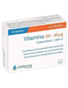 Vitamina D3 25Mcg. (1000Ui) 30Cap. de Vitalfarma 2