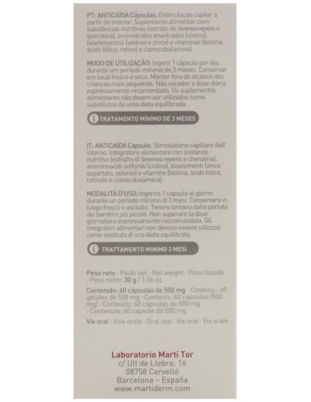 Martiderm Hair System Anticaida 60 Caps de Martiderm