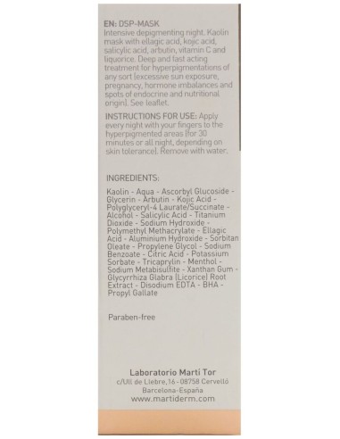 Dsp Mask Pigment Zero Despigmen Inten Noche 30Ml de Martiderm
