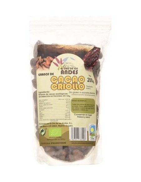 Cacao Criollo En Grano 200Gr. Eco de El Oro De Los Andes