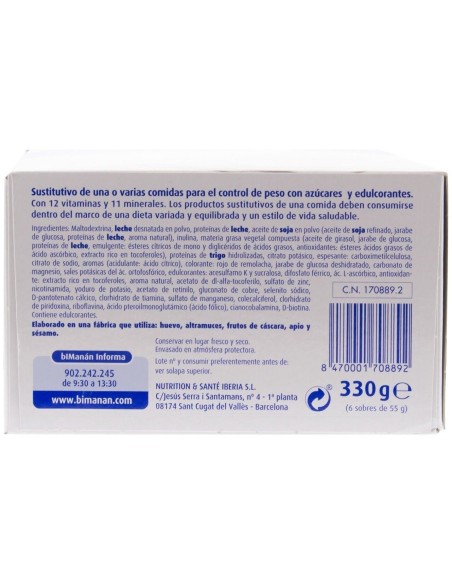 Batido Sustitutivo Fresa 6Sbrs. de Bimanan