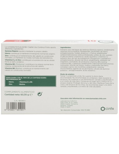 Be+ Capilar Anticaida Continuo Forte 90Comp de Be+