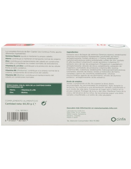 Be+ Capilar Anticaida Continuo Forte 90Comp de Be+