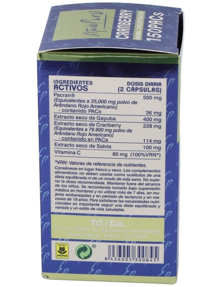 Pack 4X3 Cranberry Mega150 Pacs  40Cap. Estado Pu de Tongil