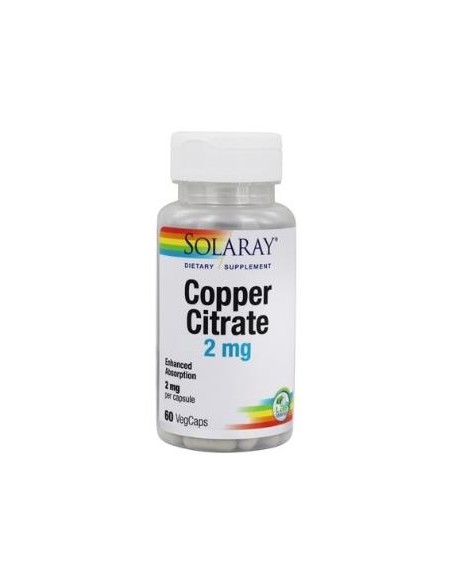 Copper Citrate 2 mg Solaray - 60 Cápsulas Vegetales